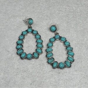 Elegant Silver and Faux Turquoise Earrings